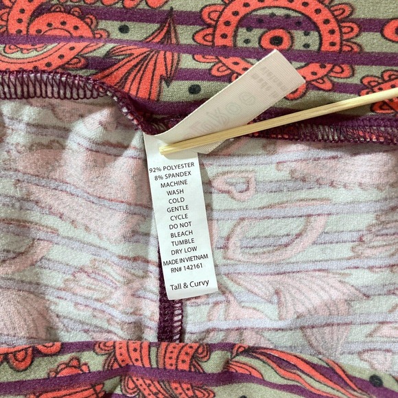 LULAROE Tall & Curvy TC Stretch Knit Leggings Multi-Color Orange Purple Stripe - Picture 6 of 8